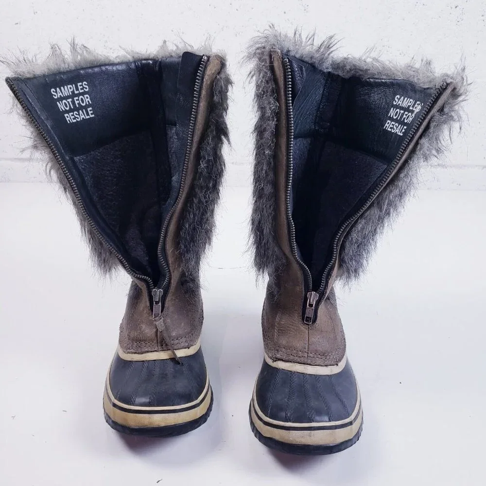 Sorel Women's Tall Faux Fur Front‎ Zip Waterproof Winter Boots Size 7